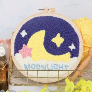 kit punch needle modèle moonlight avec lune et étoiles